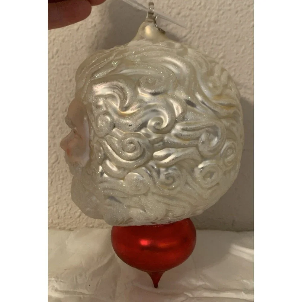 Vintage Blown Glass Jumbo Santa Claus Ornament 9.5”
